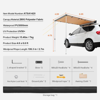 Car Side Awning Designed for Outdoor Adventures, 4.6x6.6 Ft Retractable, UV50+ Protection, Waterproof Storage