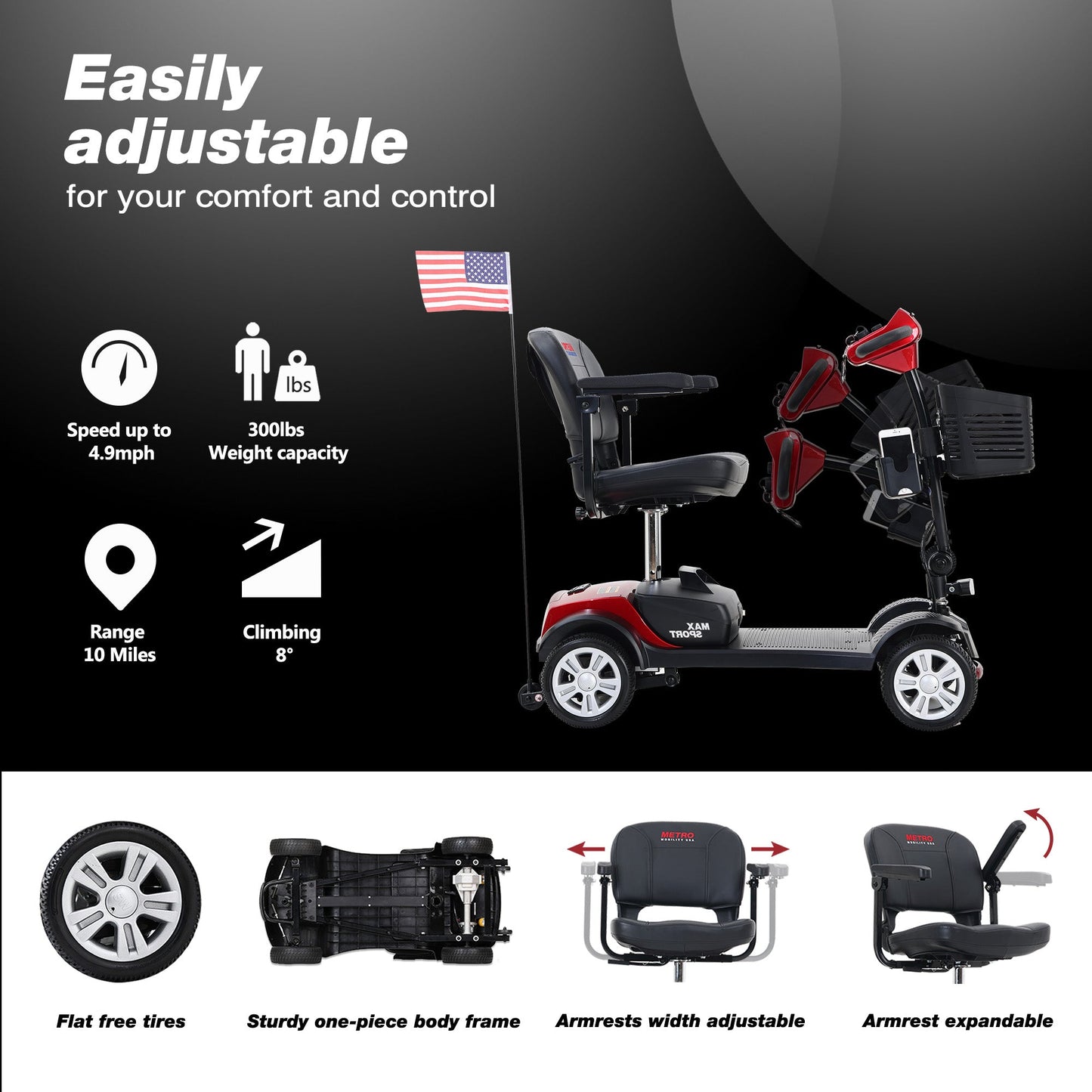 Max Sport Mobility Scooter | 300 lb Capacity