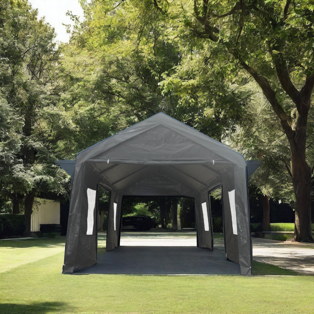 12 x 20 ft Enclosed Carport Shelter | Heavy-Duty Frame