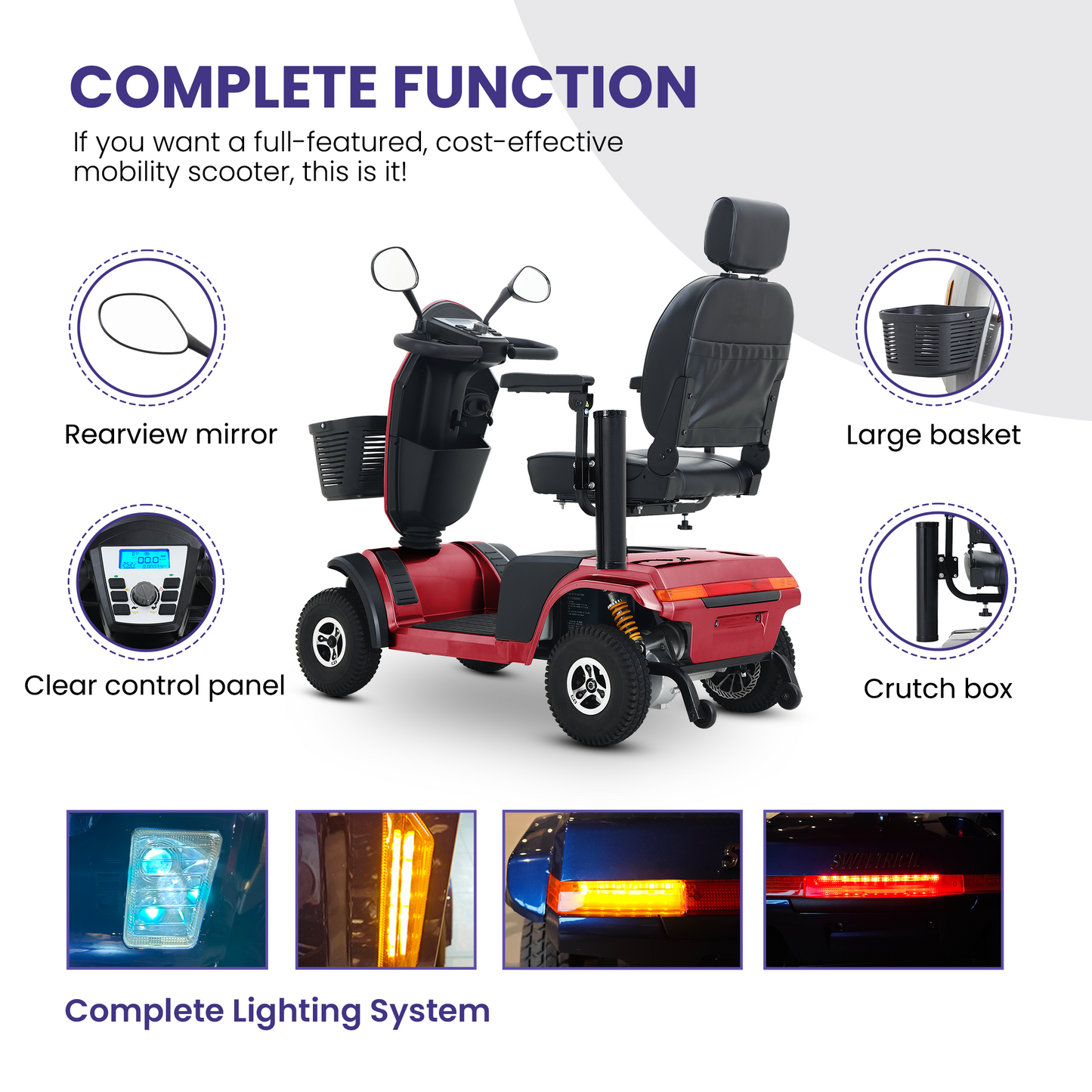 S500 Heavy-Duty Mobility Scooter | All-Terrain Outdoor Design - Red