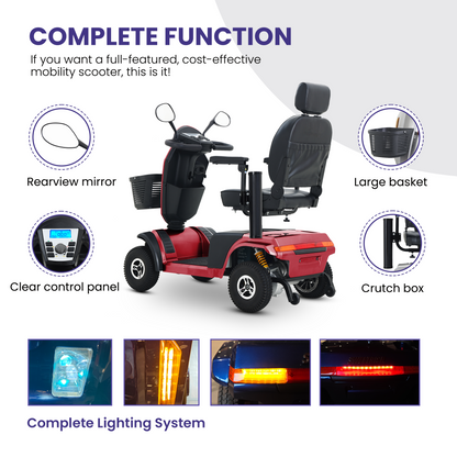 S500 Heavy-Duty Mobility Scooter | All-Terrain Outdoor Design - Red