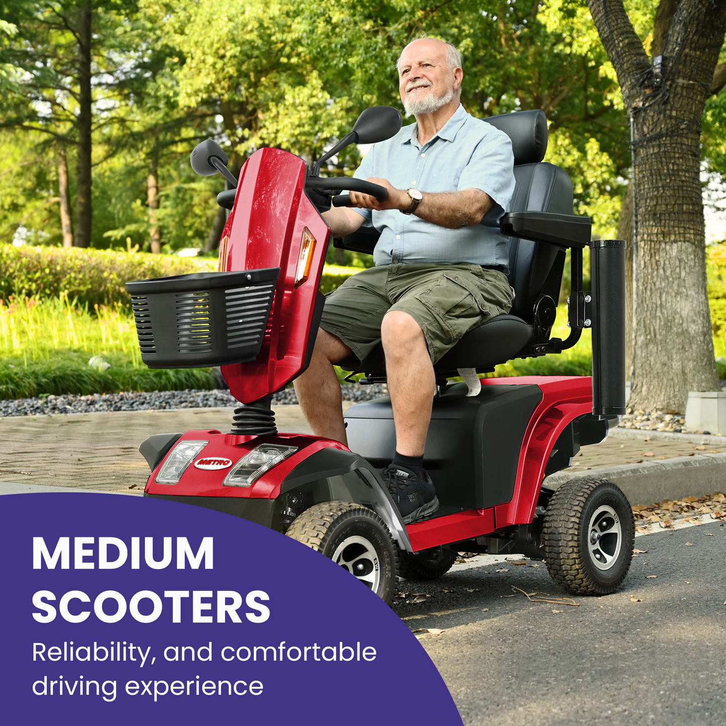 S500 Heavy-Duty Mobility Scooter | All-Terrain Outdoor Design - Red