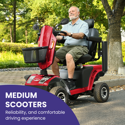 S500 Heavy-Duty Mobility Scooter | All-Terrain Outdoor Design - Red