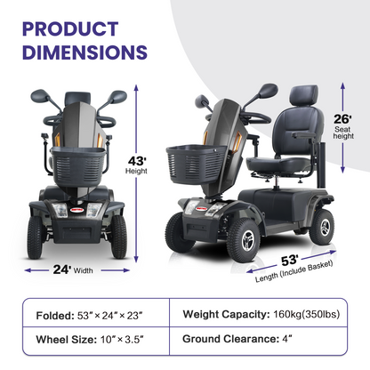 S500 Heavy-Duty Mobility Scooter | 25-Mile Range