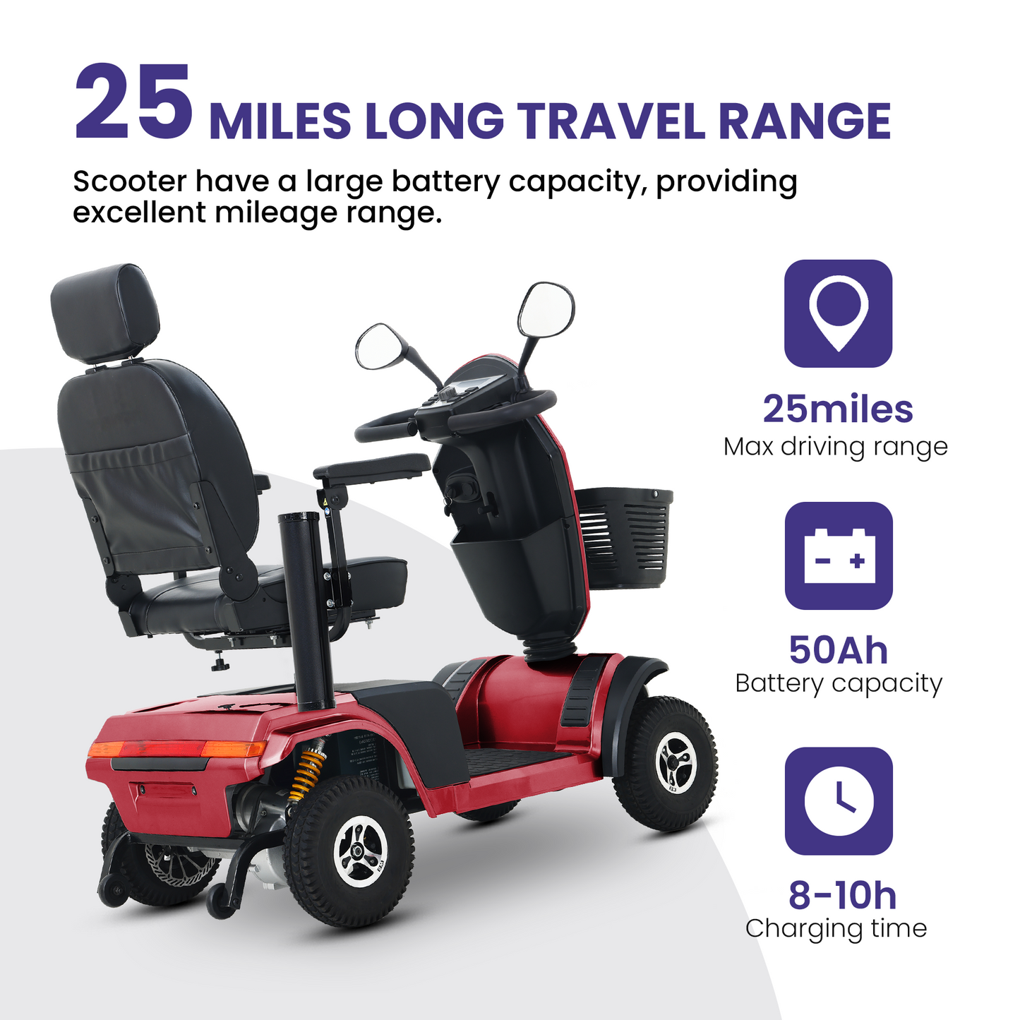 S500 Heavy-Duty Mobility Scooter | All-Terrain Outdoor Design - Red