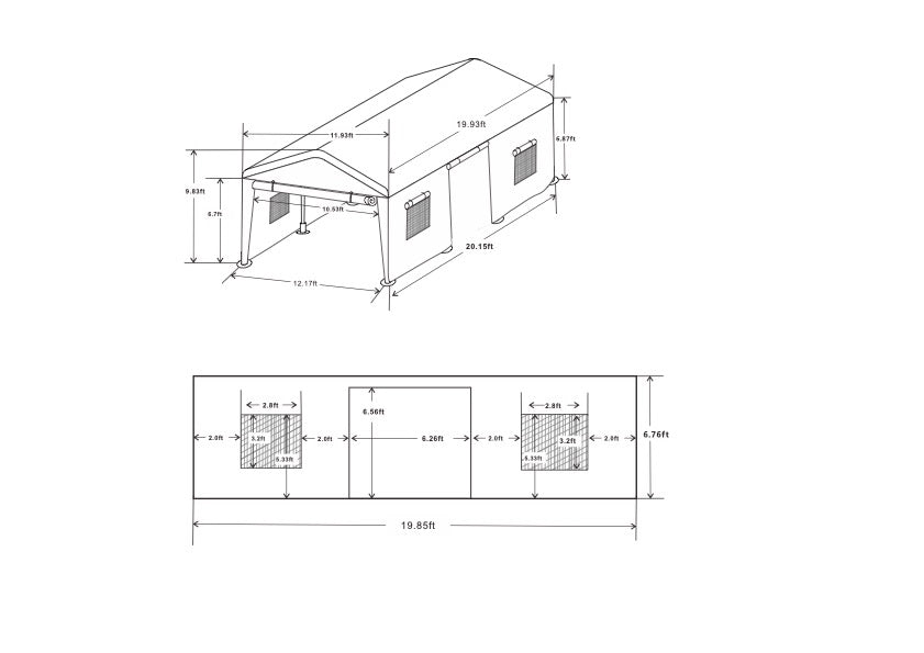 12 x 20 ft Enclosed Carport Shelter | Heavy-Duty Frame