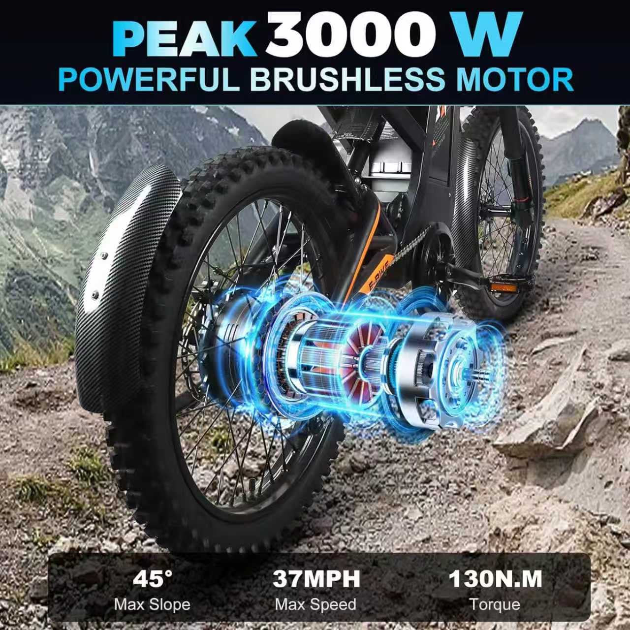 Ride Revolt T2000 Electric Dirt Bike-Style E-Bike | 3000W Peak, Up to 37 MPH