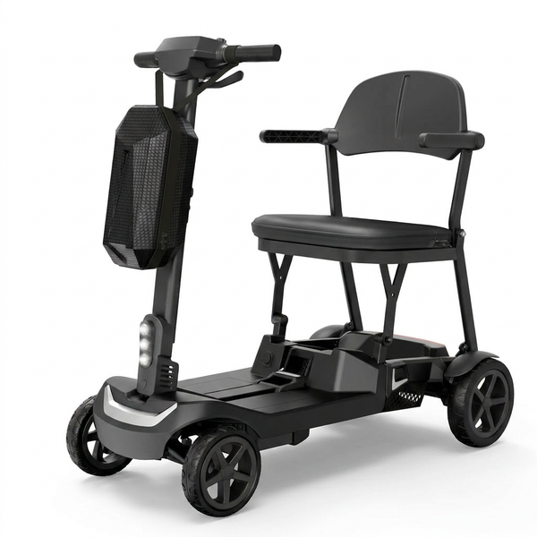 37.5Lb Lightweight Mobility Scooter for Seniors & Adults - Cruise & Airline Approved, Removable Lithium Battery, Foldable Portable Travel Motorized Scooter, No Assembly Needed, 12.4Miles Range, Black — Studio Shot