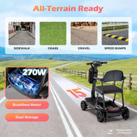 37.5Lb Lightweight Mobility Scooter for Seniors & Adults - Cruise & Airline Approved, Removable Lithium Battery, Foldable Portable Travel Motorized Scooter, No Assembly Needed, 12.4Miles Range, Black