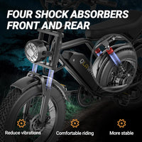 20" Fat Tire Electric Motorcycle Ebikes for Adults, 1500W Peak Electric Dirt Bike with Full Suspension, 48V 18AH Battery Moped, 40-70 Miles Range, LED Headlight,Turn Signals