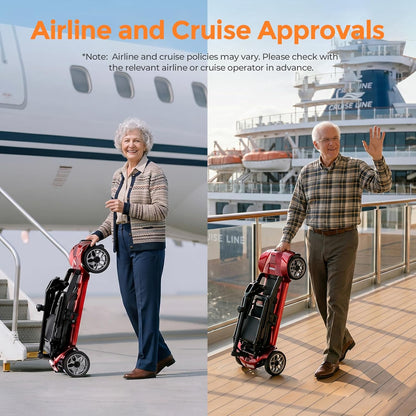 Lightweight Airline Approved Mobility Scooter for Seniors Adults, Foldable Portable Electric Mobility Scooter, 384WH Removable Lithium Batteries Motorized Scooter 15 Miles Travel 265Lb Capacity