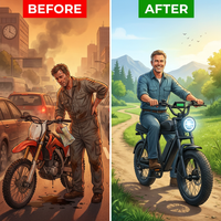 Electric Dirt Bike for Adults - Peak 1500W Electric Bikes, 48V/15.6Ah Ebike, 25-70 Mile(Pas Mode), 20 Inch All-Terrain Fat Tire Electric Motorcycle — Before & After