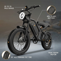 Electric Dirt Bike for Adults - Peak 1500W Electric Bikes, 48V/15.6Ah Ebike, 25-70 Mile(Pas Mode), 20 Inch All-Terrain Fat Tire Electric Motorcycle — infographic
