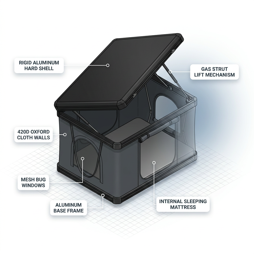 Hard Shell Rooftop Tent Pop-Up Tents 2-3 Person for SUV ‌Caravan Campervan — How It Works