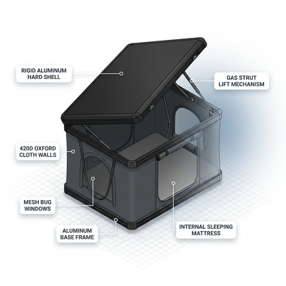 Hard Shell Rooftop Tent Pop-Up Tents 2-3 Person for SUV ‌Caravan Campervan — How It Works