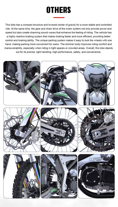 72V High Pro 12kW Electric Dirt Bike | 77 MPH, 50Ah Battery, 4-Speed Manual