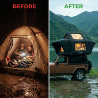 Rooftop Tent Designed for Year-Round Camping, Hard Shell Construction, Waterproof PU Coating, 2-Person — Before & After