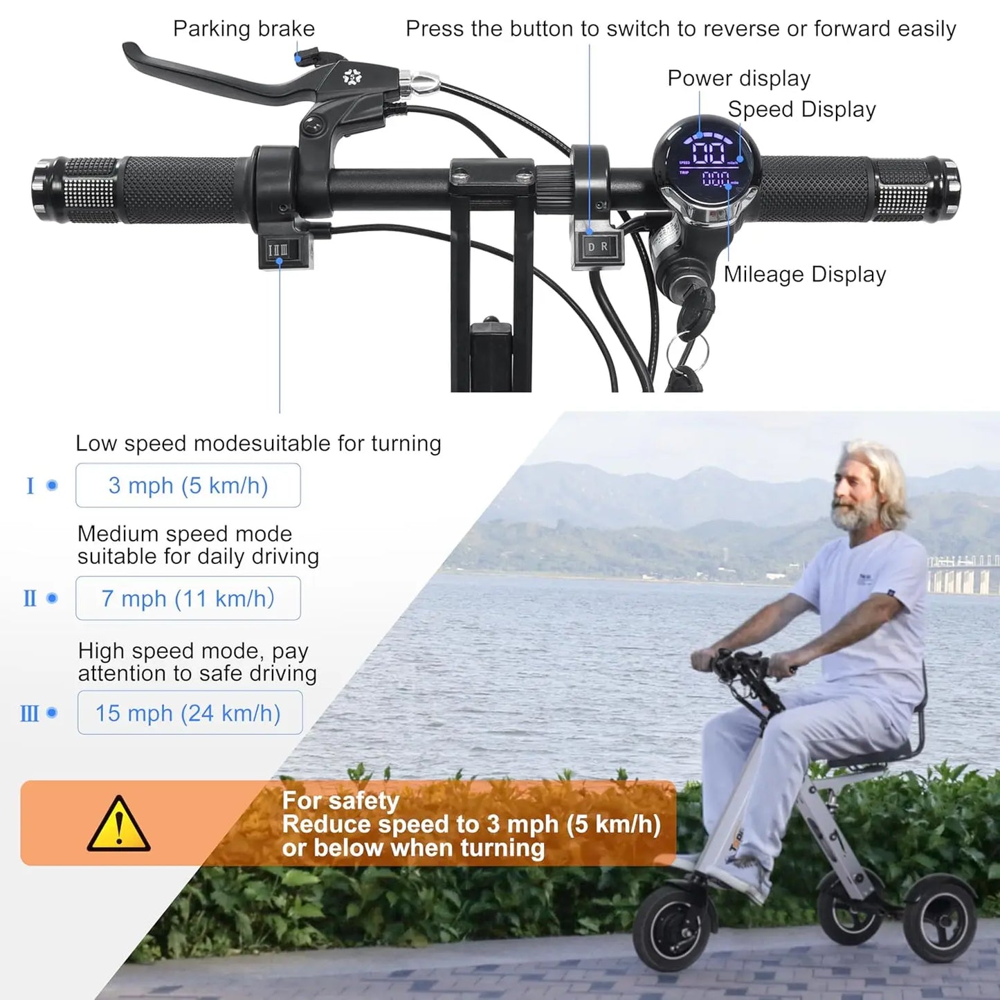 ES35 Foldable 3-Wheel Electric Mobility Scooter | Lightweight 250W