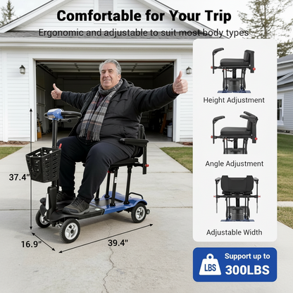 Ultra Lightweight Mobility Scooter for Adults, 36 Lbs Foldable Electric Scooter with Dual Lithium Batteries, 22 Miles Range Portable Travel Scooter for Seniors, Airline Approved