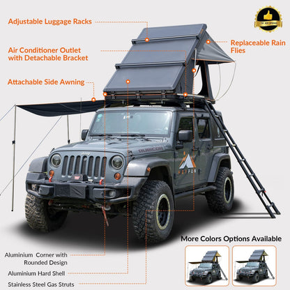 HEYFUN Adventurer Plus Hard-Shell Rooftop Tent | 2–3 Person with Awning