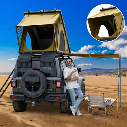 HEYFUN Explorer Plus Hard-Shell Rooftop Tent with Side Awning | 2–3 Person
