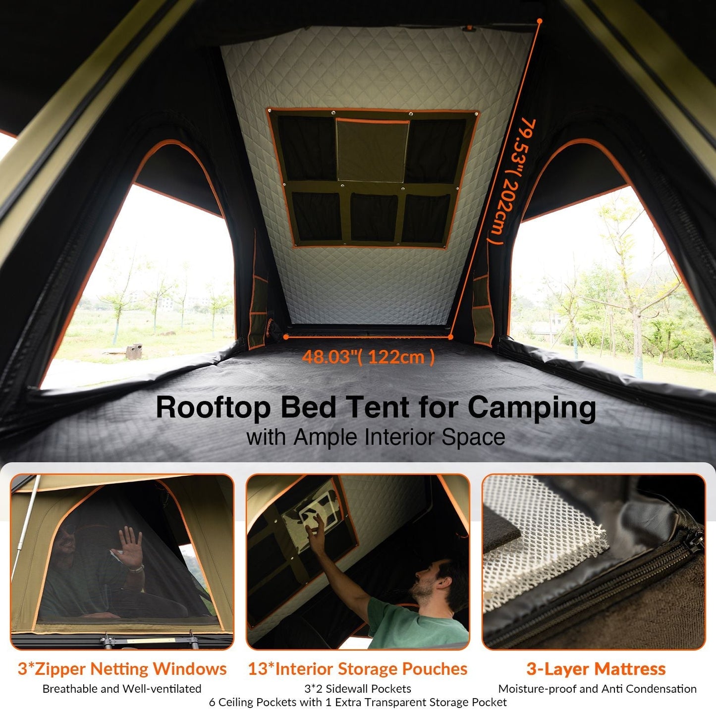HEYFUN Adventurer Plus Hard-Shell Rooftop Tent | 2–3 Person with Awning