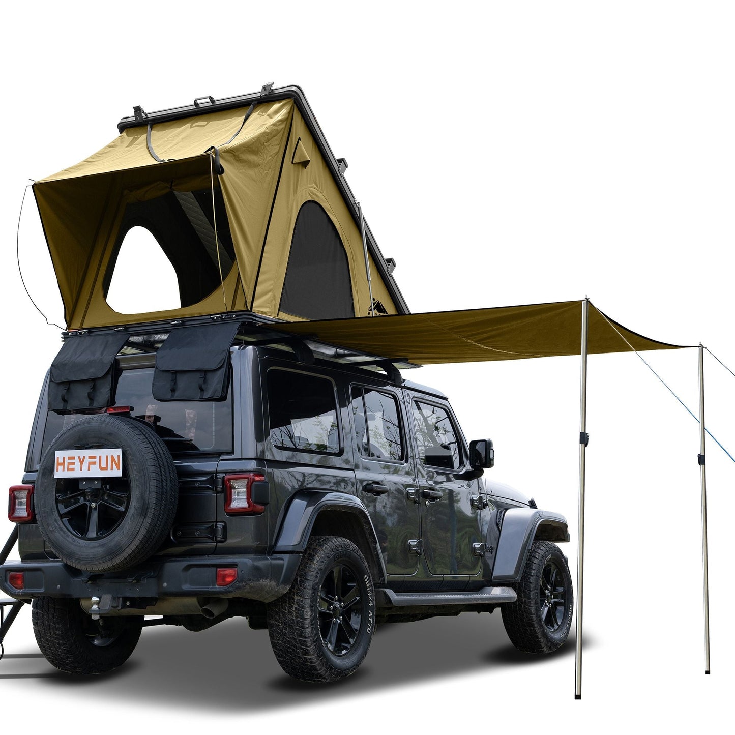 HEYFUN Explorer Plus Hard-Shell Rooftop Tent with Side Awning | 2–3 Person