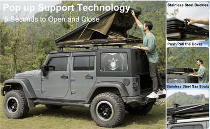 HEYFUN Explorer Plus Hard-Shell Rooftop Tent with Side Awning | 2–3 Person