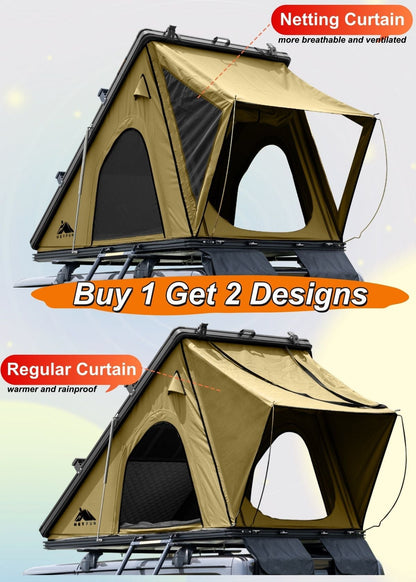 HEYFUN Explorer Plus Hard-Shell Rooftop Tent with Side Awning | 2–3 Person