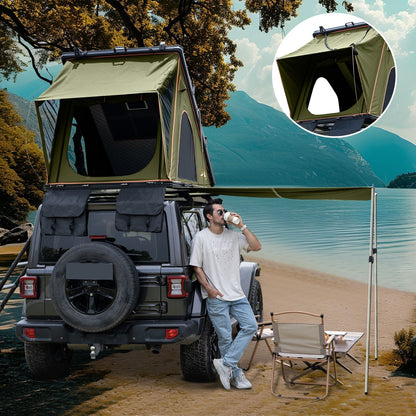 HEYFUN Explorer Plus Hard-Shell Rooftop Tent with Side Awning | 2–3 Person