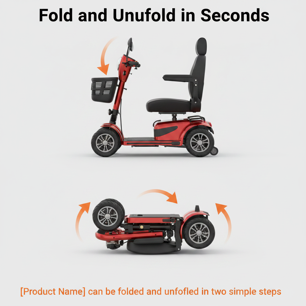 Lightweight Airline Approved Mobility Scooter for Seniors Adults, Foldable Portable Electric Mobility Scooter, 384WH Removable Lithium Batteries Motorized Scooter 15 Miles Travel 265Lb Capacity