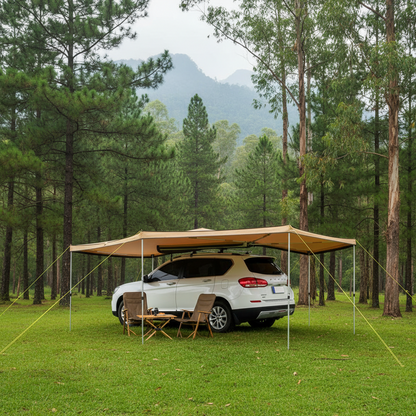 Vehicle Awning 270 Degree, 8.2' Height Retractable Car Side Awning, Pu3000Mm UV50+ Car Awning with Waterproof Storage Bag, Suitable for Truck, SUV, Van, Campers