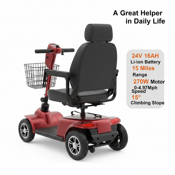 Lightweight Airline Approved Mobility Scooter for Seniors Adults, Foldable Portable Electric Mobility Scooter, 384WH Removable Lithium Batteries Motorized Scooter 15 Miles Travel 265Lb Capacity